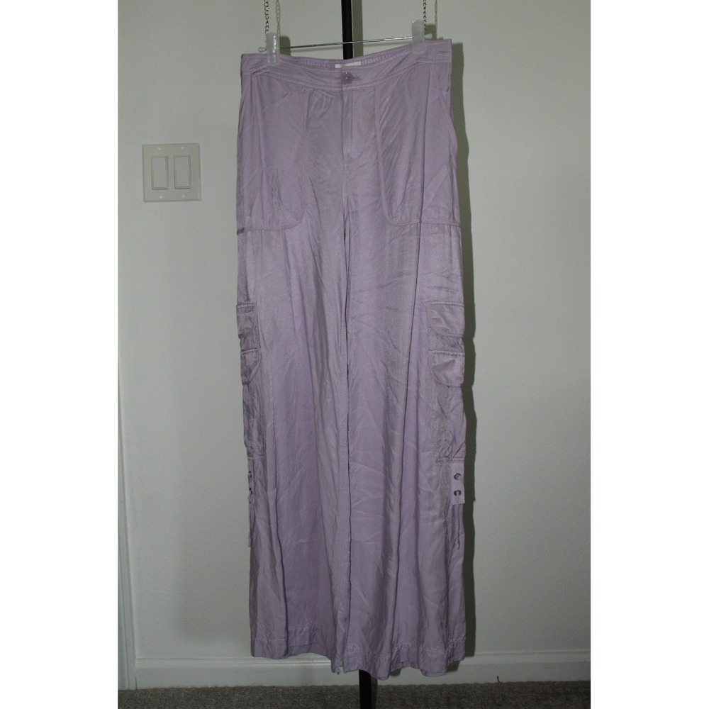 Anthropologie Lavender Wide Leg Cargo Pants Lace Up Detail Purple Women's Size 2